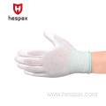 Hespax Seamless Carbon Fiber 13G PU ESD Gloves
